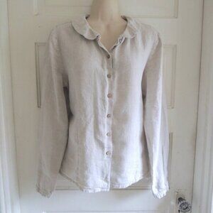 Son de Flor Tan 100% Linen Classic Shirt XL *Runs S
